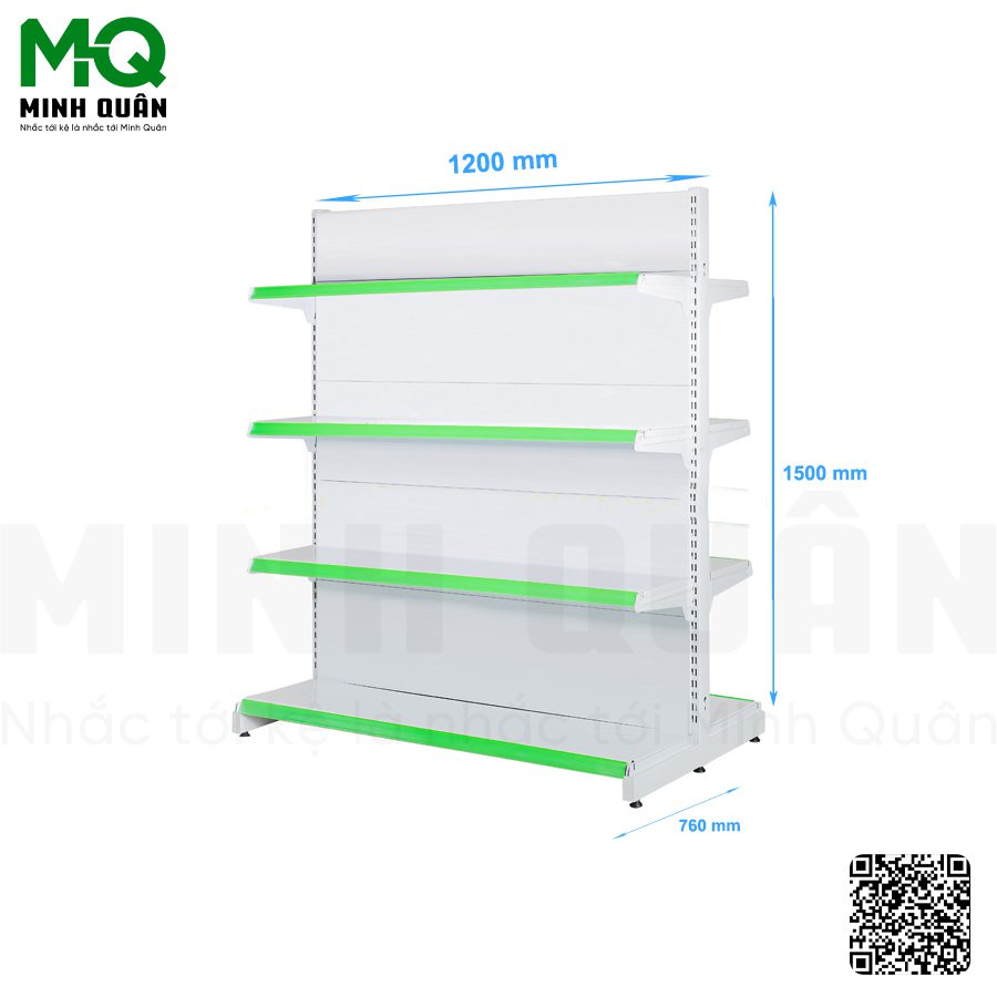 Kệ đôi lưng tôn kín 4 tầng 1200×1500 mm