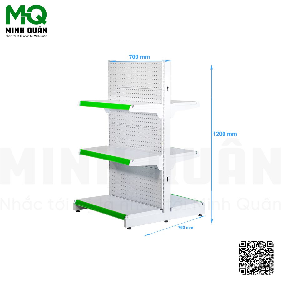 Kệ đôi lưng tôn lỗ tròn 3 tầng 700×1200 mm