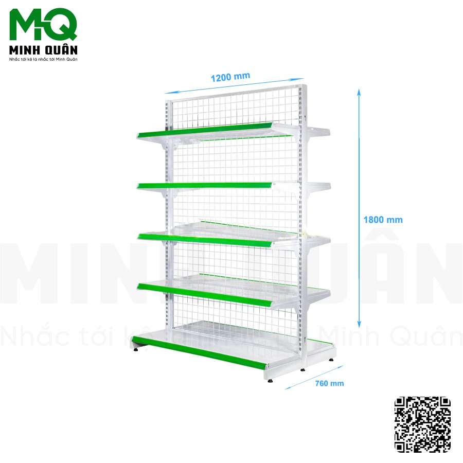Kệ đôi lưng lưới 5 tầng 1200×1800 mm