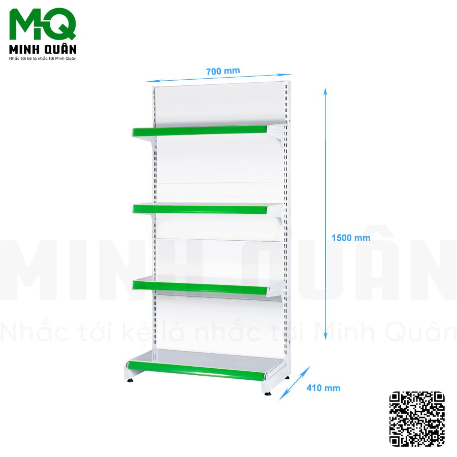 Kệ đơn lưng tôn kín 4 tầng 700×1500 mm