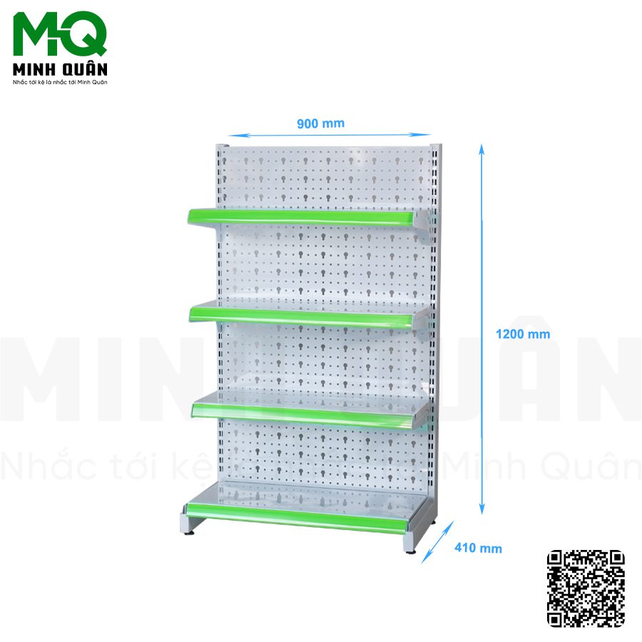 Kệ đơn lưng tôn lỗ khóa 4 tầng 900×1200 mm