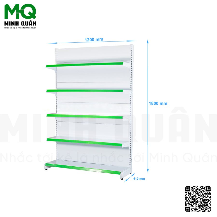 Kệ đơn lưng tôn kín 5 tầng 1200×1800 mm
