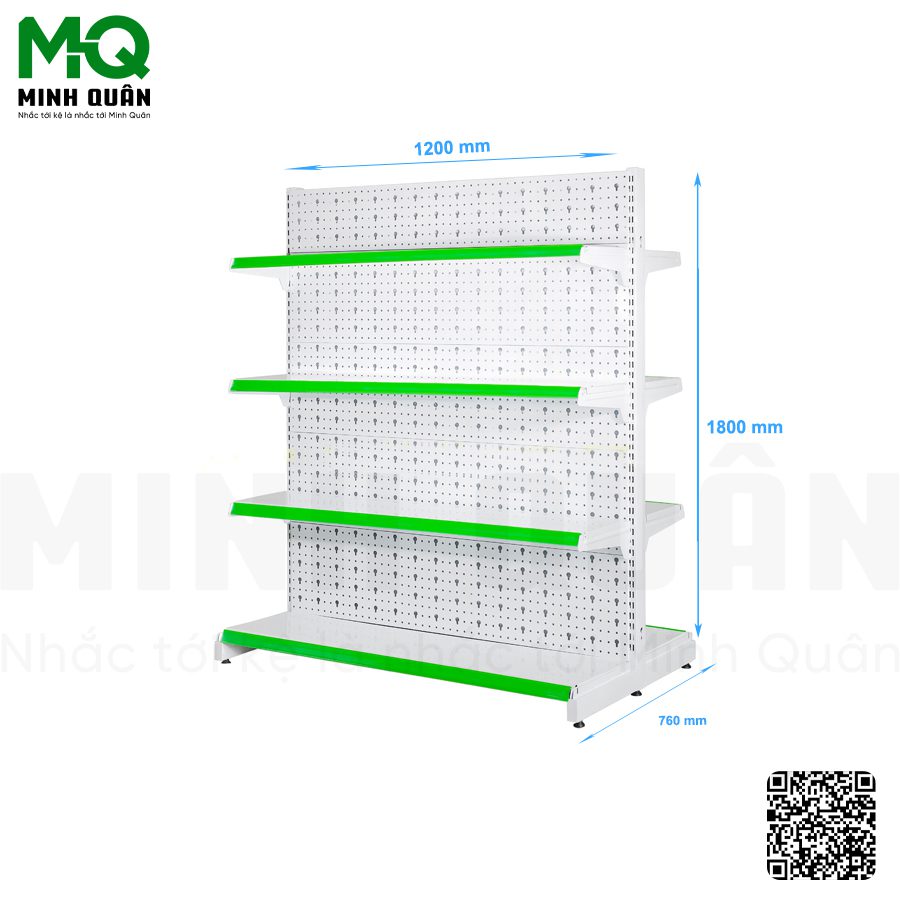 Kệ đôi lưng tôn lỗ khóa 4 tầng 1200×1800 mm