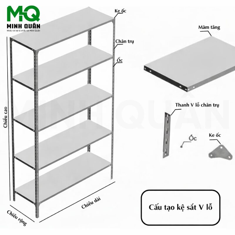 Kệ Sắt Lỗ Chữ V 5 Tầng Minh Quân