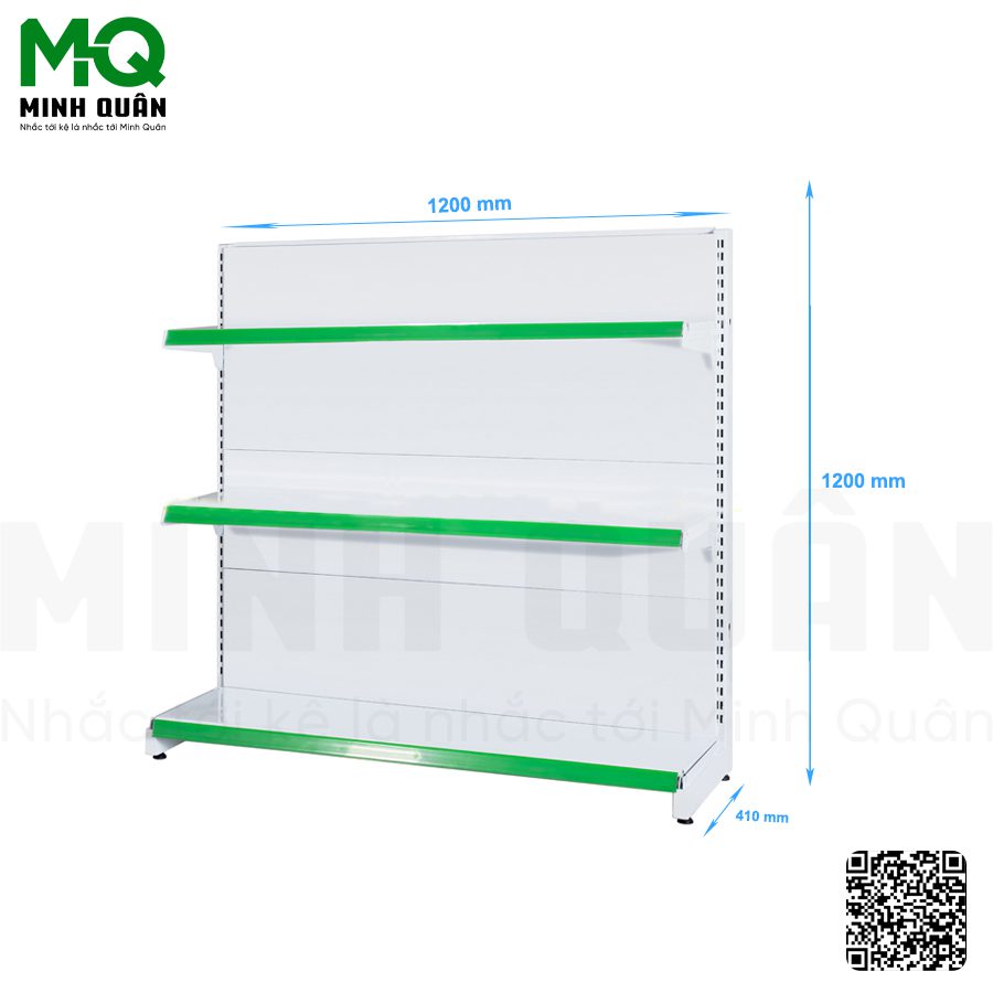 Kệ đơn lưng tôn kín 3 tầng 1200×1200 mm
