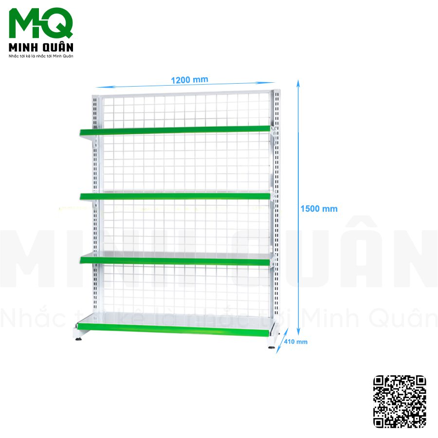 Kệ đơn lưng lưới 4 tầng 1200×1500 mm