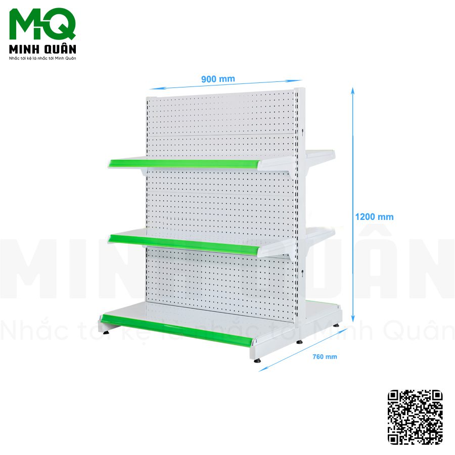 Kệ đôi lưng tôn lỗ tròn 3 tầng 900×1200 mm