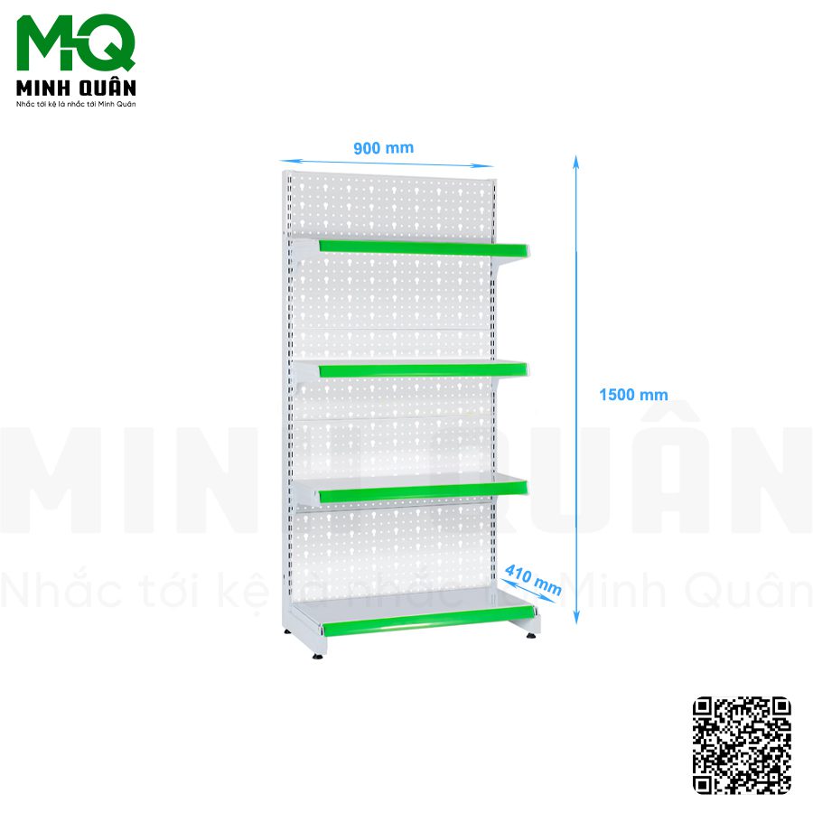 Kệ đơn lưng tôn lỗ khóa 4 tầng 900×1500 mm