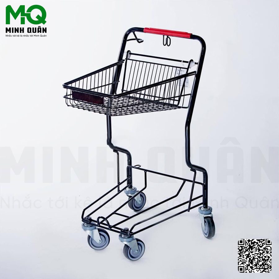 Xe đẩy siêu thị 2 tầng màu đen